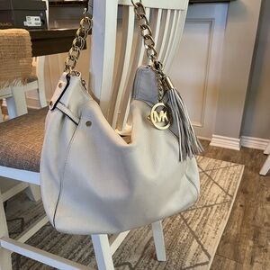 Michael Kors Cream Hobo Bag with Gold Accents